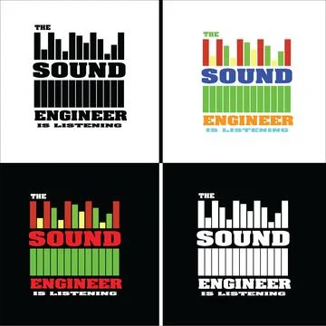 Sound engineer logo design set. Stock Illustration