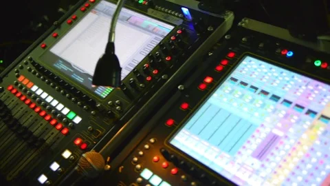 Sound engineer at mixing Desk at the concert Stock Footage 85200548