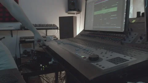Sound Engineer Mixing in a Recording Studio Stock Footage 227499047