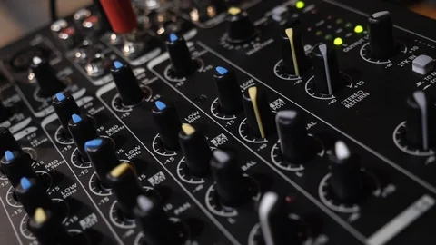 Sound engineer music console with knobs 스톡 동영상 101395375