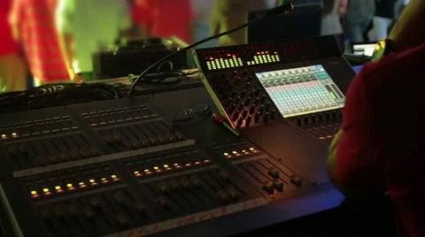 Sound engineer operating the house sound system live. Stock video Stock Footage 54263486