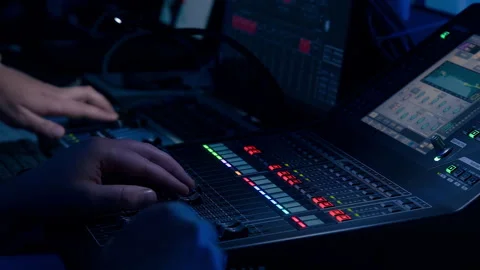 Sound Engineer Or Light Technician Working During A Concert Stock Footage 243848771