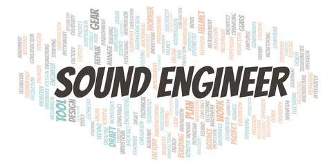 Sound Engineer typography word cloud create with the text only Stock Illustration