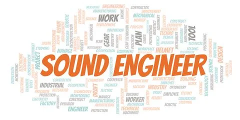 Sound Engineer typography word cloud create with the text only Stock Illustration