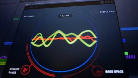 Sound engineer using audio plug-in for music mastering on laptop computer Stock Footage 109466746