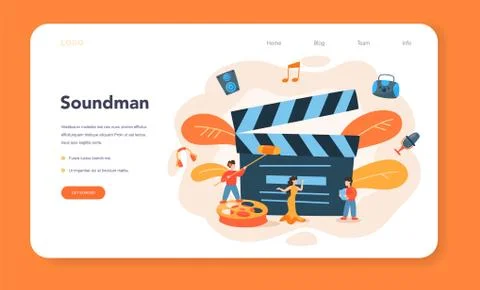 Sound engineer web banner or landing page. Music production Illustrazione stock