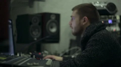 Sound engineer at work in the studio Stock Footage 68191017