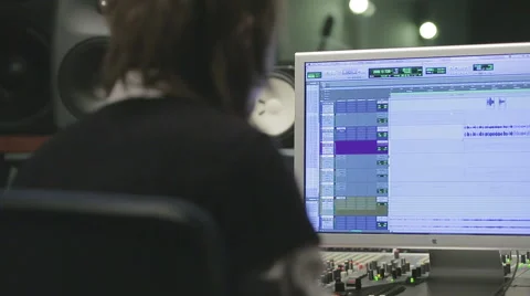 Sound engineer working on the computer Stock Footage 54478551