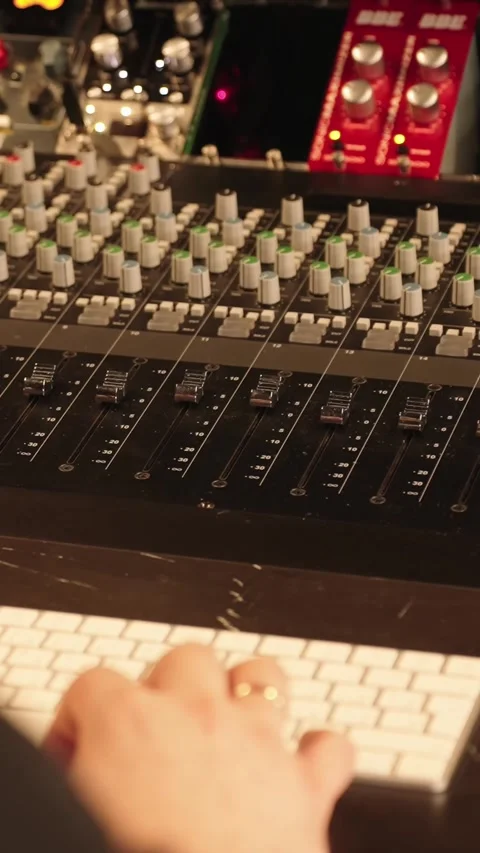Sound Engineer Working At Mixer And Computer In Recording Studio Stock Footage 330044434