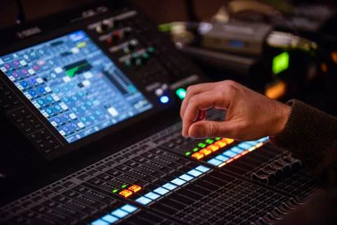 Sound engineer working in recording studio Stock Photos
