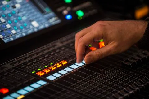 Sound engineer working in recording studio Stock Photos