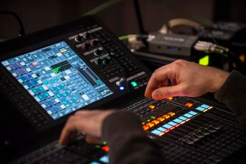 Sound engineer working in recording studio Stock Photos