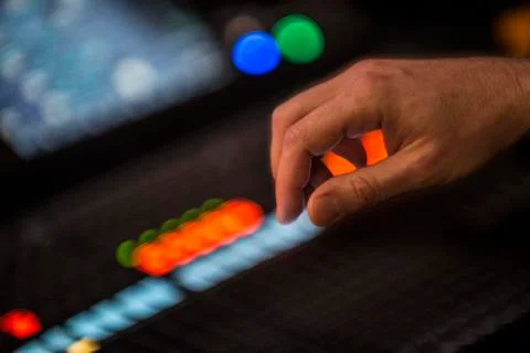 Sound engineer working in recording studio Stock Photos