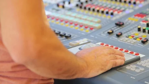Sound engineer working with sound Stock Footage 69904849