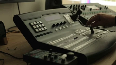 Sound engineer working on a sound mixer Stock Footage 71640905