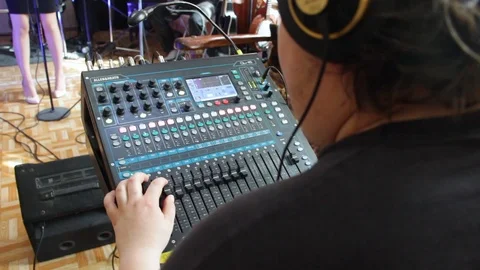 The Sound Engineer Works On A Professional Audio Mixer Stock Footage 108425902