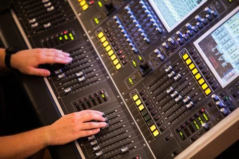 Sound equalizer in a music studio Foto stock