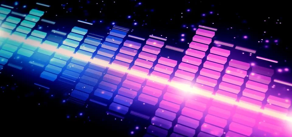 Sound equalizer. Wave pattern of music sounds element on monitor screen. Stock Photos