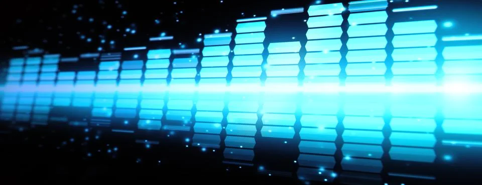 Sound equalizer. Wave pattern of music sounds element on monitor screen. Stock Photos