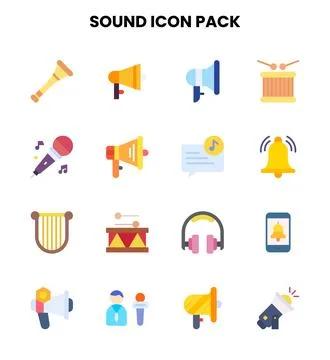 Sound Flat Collection Icons Pack Stock Illustration