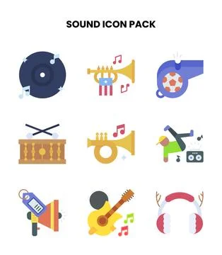 Sound Flat Scalable Icons Pack Stock Illustration