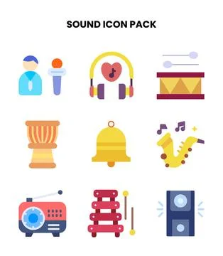 Sound Flat UI Icons Pack Stock Illustration