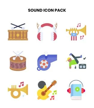 Sound Flat Vector Icons Pack Stock Illustration