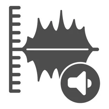 Sound frequency and loudspeaker solid icon, Sound design concept, Audio wave Stock Illustration