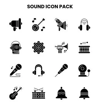 Sound Glyph Vector Icons Pack Stock Illustration