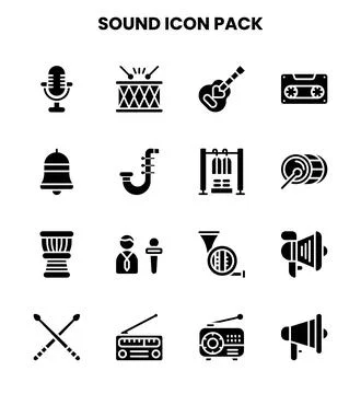 Sound Glyph Vector Icons Pack Stock Illustration