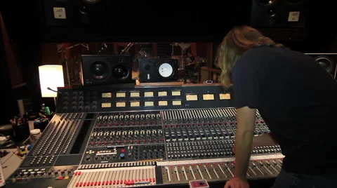 Sound guy recording drummer Stock Footage 52684680