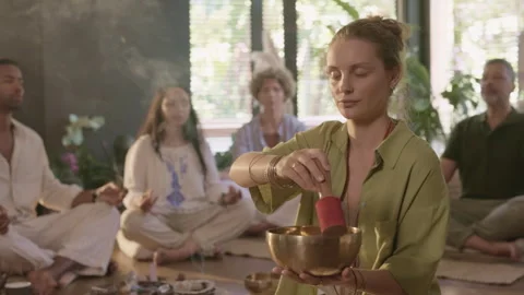 Sound healing meditation Stock Footage 340855087