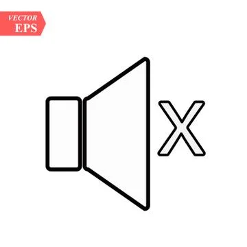 Sound Icon - Sound Off Icon Vector Design Flat Style Symbol, Mute Button Spea Stock Illustration