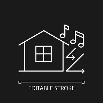 Sound insulation white linear icon for dark theme Stock Illustration