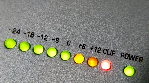 Sound intensity indicator close up. light bulbs blink. Stock Footage 104803988