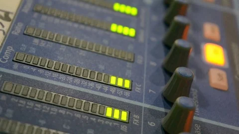 Sound level meter equalizer in a studio Stock Footage 70867772