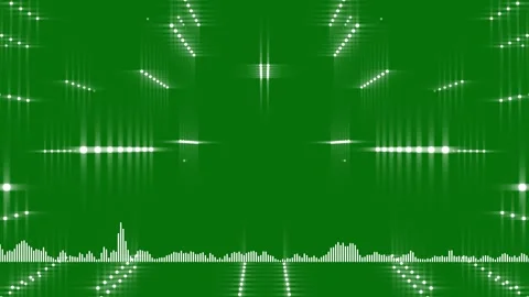 Sound Line Equalizer with Floating Heart Particles and Voice Wave Motion Green 動画素材 345929405