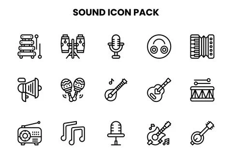 Sound Line Icons Pack Stock Illustration