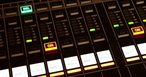 Sound mixer board close Stock Footage 222393443