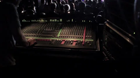 Sound mixer at concert at work Stock Footage