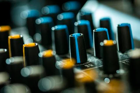 Sound mixer control knobs Stock Photos