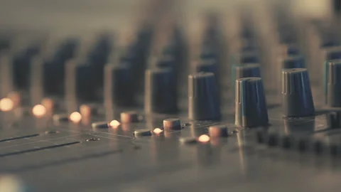 Sound Mixer, Hands Using controllers for Adjusting Sound Stock Footage 100360579