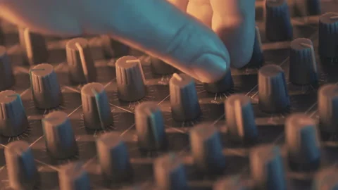 Sound Mixer, Hands Using controllers for Adjusting Sound Stock Footage 100360599