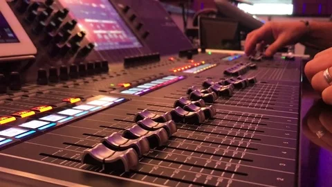 Sound Mixer, Hands Using Sliders for Adjusting Sound 스톡 동영상 79999116
