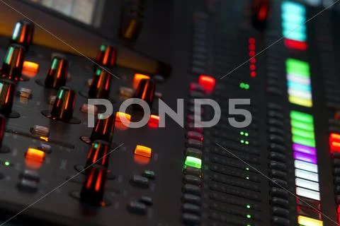 Sound mixer panel in concert Stock Photos