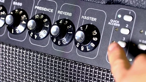 Sound mixer in the studio, automatic knobs on the remote left to right. Video stock 118929747