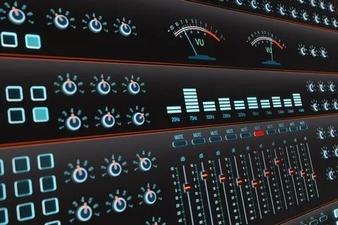  Sound mixer user interface. Sound mixer user interface with volume unit, ... Stock Photos