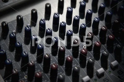 A Sound Mixing Board, Close-Up, Full Frame