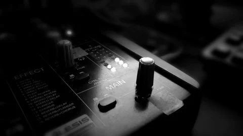 Sound mixing console with jumping levels Video stock 129778976