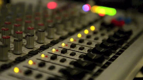 A sound mixing desk in a recording studio Stock Footage